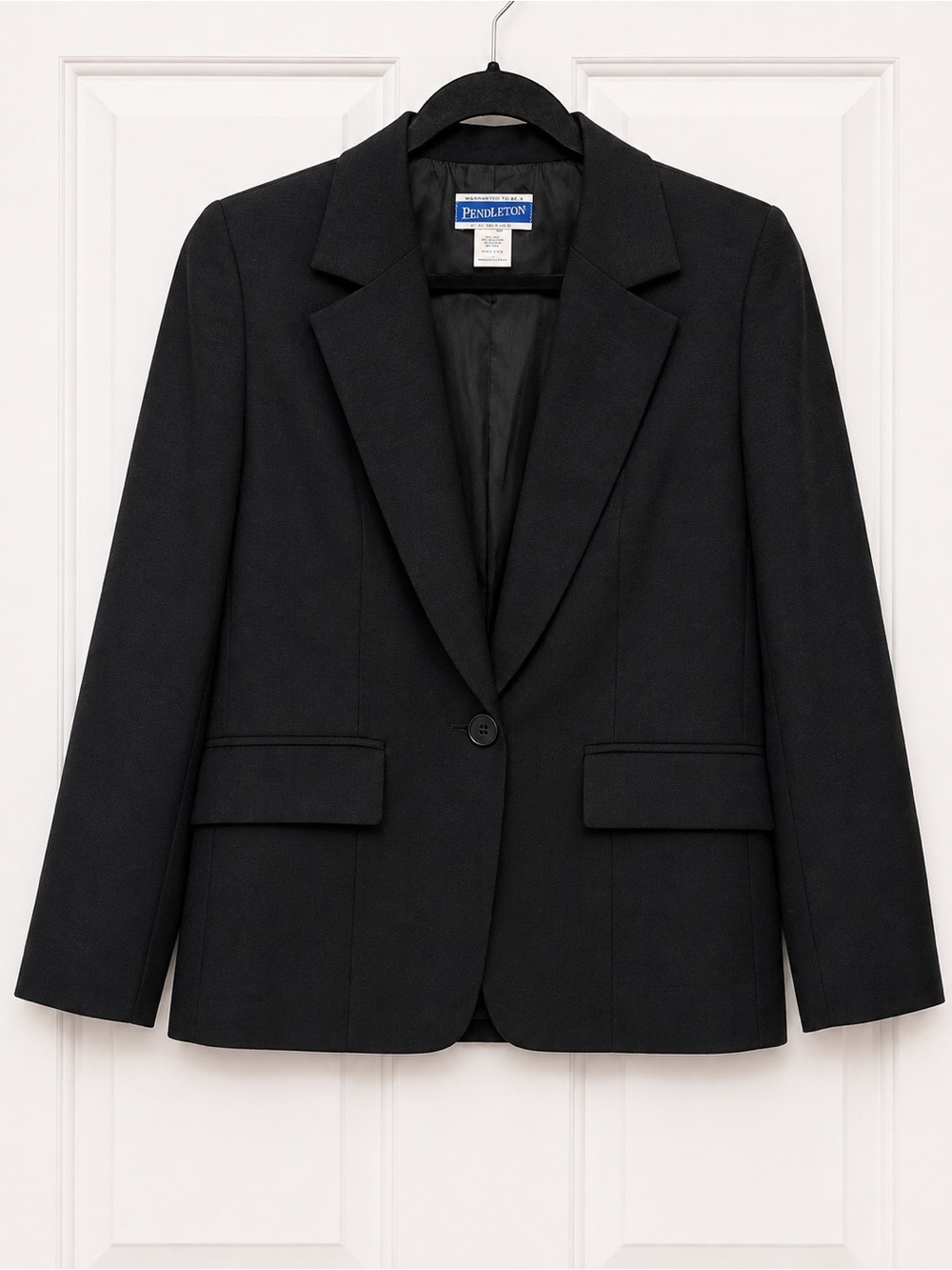 Pendleton Vintage BlackWool Blazer Single Button Notched Lapel Women’s Large EUC